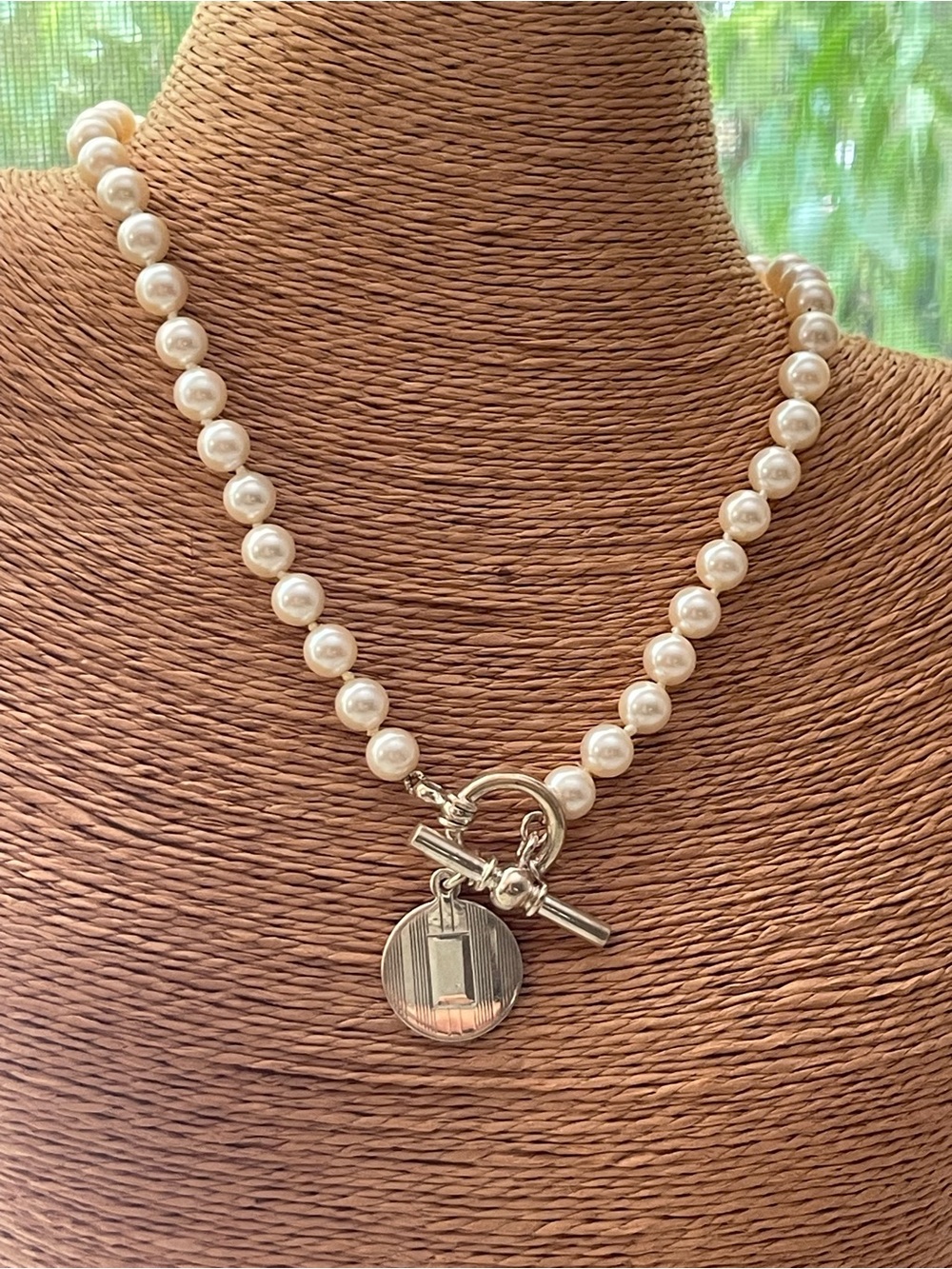 Ralph Lauren Freshwater Pearl Necklace with Sterling Silver Toggle Pendant